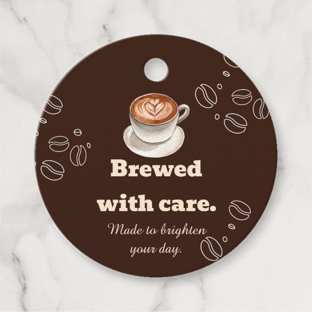 Brewed With Care Coffee Latte Gift Tag (Front)