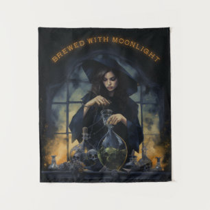 Brewed With Moonlight Witch Tapestry