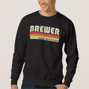 Brewer Surname Retro Vintage 80s 90s Birthday Reun Sweatshirt