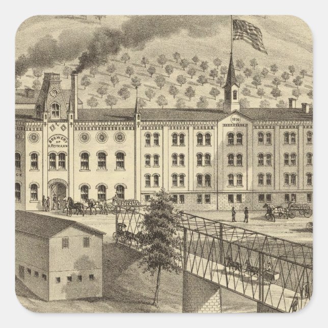 Brewery and malt house of A Reymann Square Sticker (Front)
