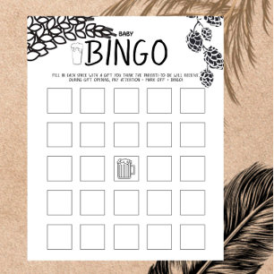 Brewery Baby - B&W - Baby Shower Baby Bingo Game
