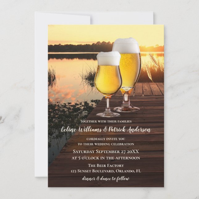 Brewery Beer Sunset Wedding Invitation (Front)