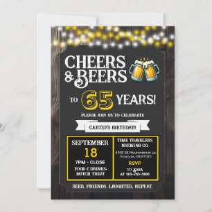 Brewery Birthday Cheers and Beers to 65 Years Invitation