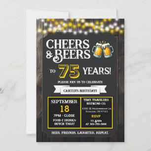 Brewery Birthday Cheers and Beers to 75 Years Invitation