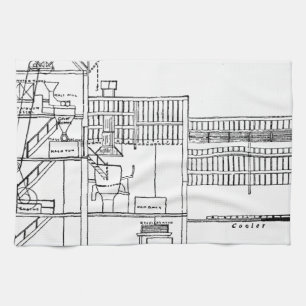 Brewery Blueprint Kitchen Towel