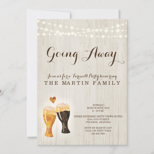 Brewery Going Away Party Invitation | Rustic Beer (Front)