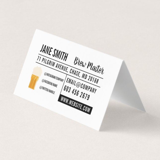 Brewery | Pub House | Beer Mug Business Card (Back)