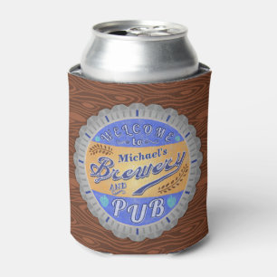 Brewery Pub Personalized Beer Bottle Cap Can Cooler