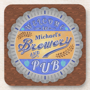 Brewery Pub Personalized Beer Bottle Cap Coaster