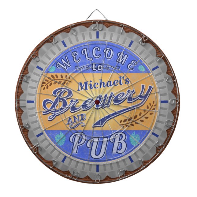 Brewery Pub Personalized Beer Bottle Cap Dartboard (Front)