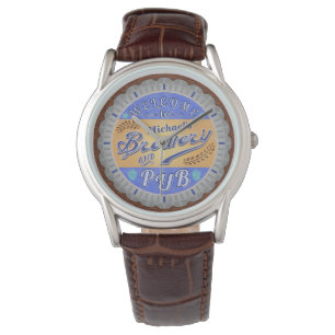 Brewery Pub Personalized Beer Bottle Cap Watch