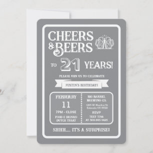 Brewery Surprise Cheers and Beers to 21 Years Invitation