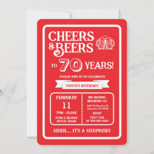 Brewery Surprise Cheers and Beers to 70 Years Invitation