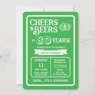 Brewery Surprise Cheers and Beers to 80 Years Invitation