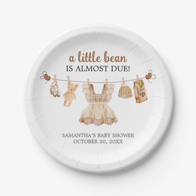Brewing Coffee Baby Shower Paper Plate (Front)