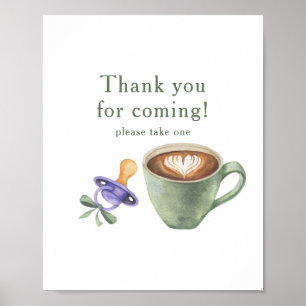 Brewing coffee baby shower Thank you for coming Poster