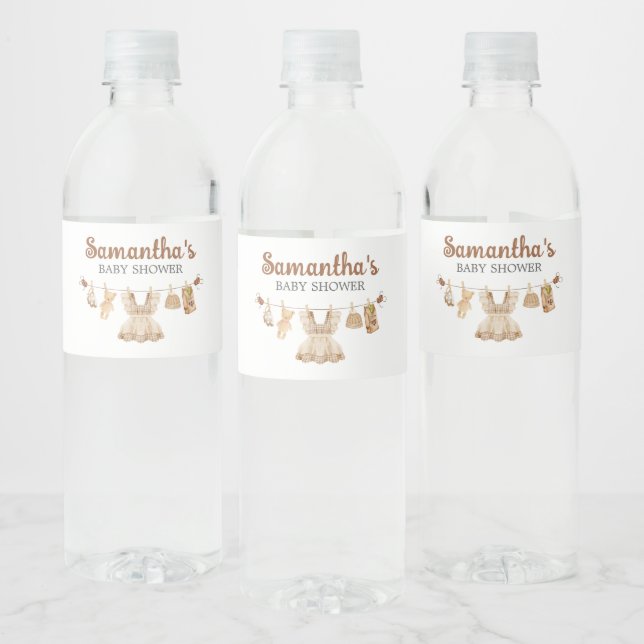 Brewing Coffee Baby Shower Water Bottle Label (Bottles)