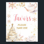 Brewing Pink Winter Tea Party Baby Shower Favors Poster<br><div class="desc">Baby Is Brewing Pink Winter Tea Party Baby Shower Favors Sign</div>