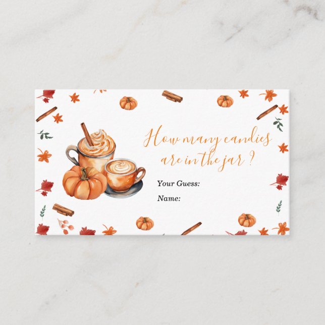 Brewing Pumpkin Spice Baby Shower How Many Candies Enclosure Card (Front)