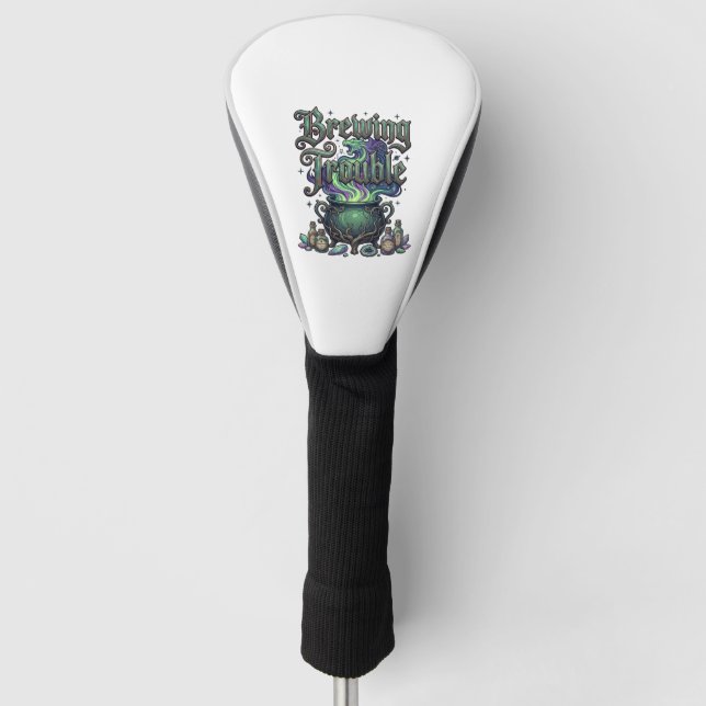 Brewing Trouble Cauldron Dragon Alchemy Crystals H Golf Head Cover (Front)