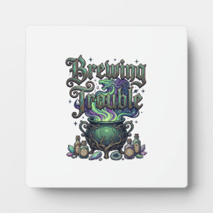 Brewing Trouble Cauldron Dragon Alchemy Crystals H Plaque
