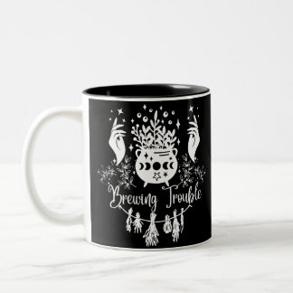 Brewing Trouble: Mischievous Witchy Design Two-Tone Coffee Mug
