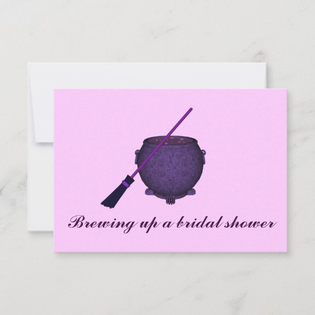 "Brewing Up a Bridal Shower" w/ Broom & Cauldron ( Invitation (Front)