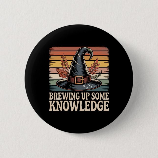 Brewing Up Some Knowledge Halloween Design  2 Inch Round Button (Front)