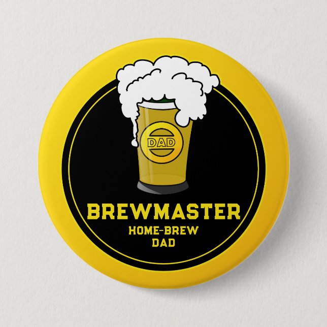 Brewmaster Beer home-brew Dad 3 Inch Round Button (Front)