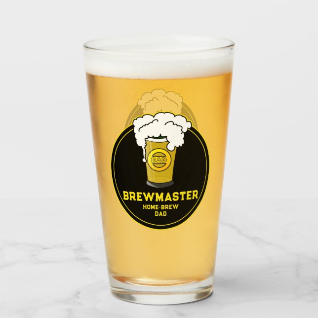 Brewmaster Beer home-brew Dad Glass (Front Filled)