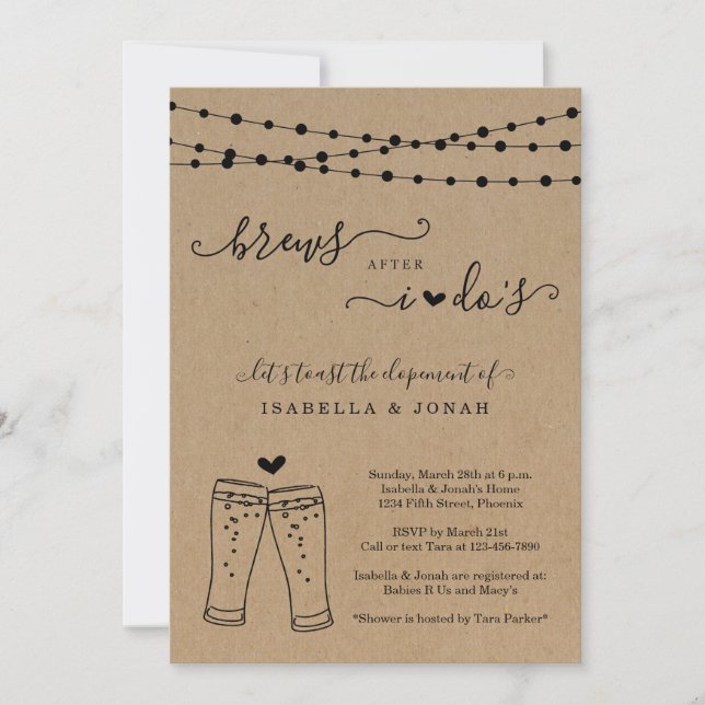 Brews After I Do Reception Only Elopement Invitation (Front)