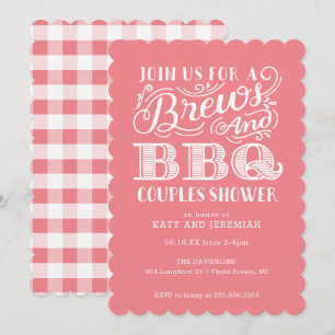 Brews and BBQ Couples Shower in Pink Invitation