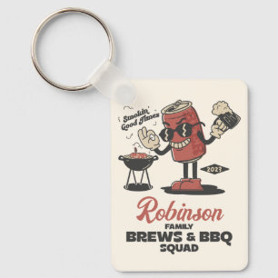 Brews And BBQ Squad Funny Barbeque Family Custom  Keychain