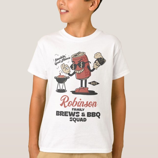 Brews And BBQ Squad Funny Barbeque Family Custom  T-Shirt (Front)