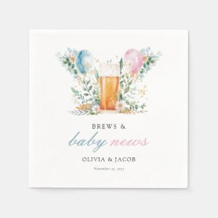Brews & Baby News Gender Reveal Party Napkin