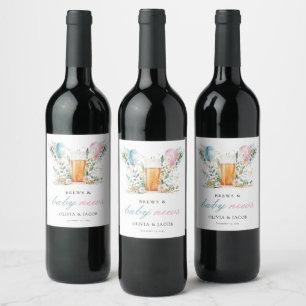 Brews & Baby News Gender Reveal Party Wine Label