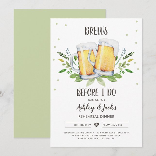 Brews Before I Do Rehearsal Dinner Invitation Coed (Front/Back)