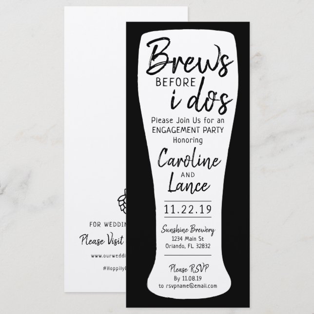 Brews Before I Do's Engagement Wedding Party Kraft Invitation (Front/Back)