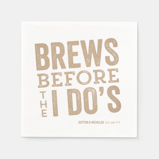 Brews before I Do's kraft brewery rehearsal dinner Napkin (Front)