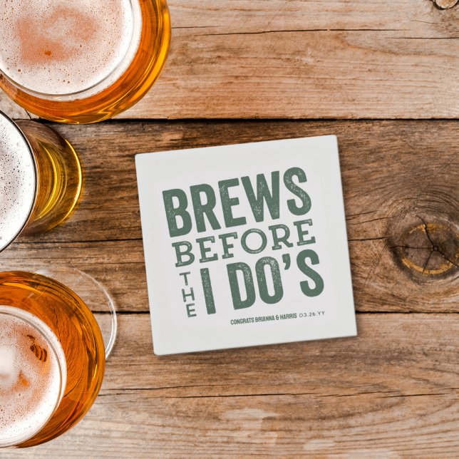 Brews before I Do's sage green rehearsal dinner Napkin (Creator Uploaded)
