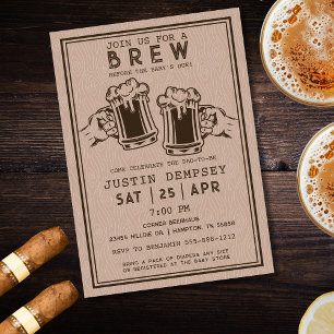 Brews Before the Baby's Due Men's Diaper Party Invitation