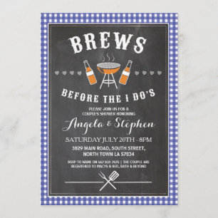 Brews Before The I Do's Blue Engagement Invite