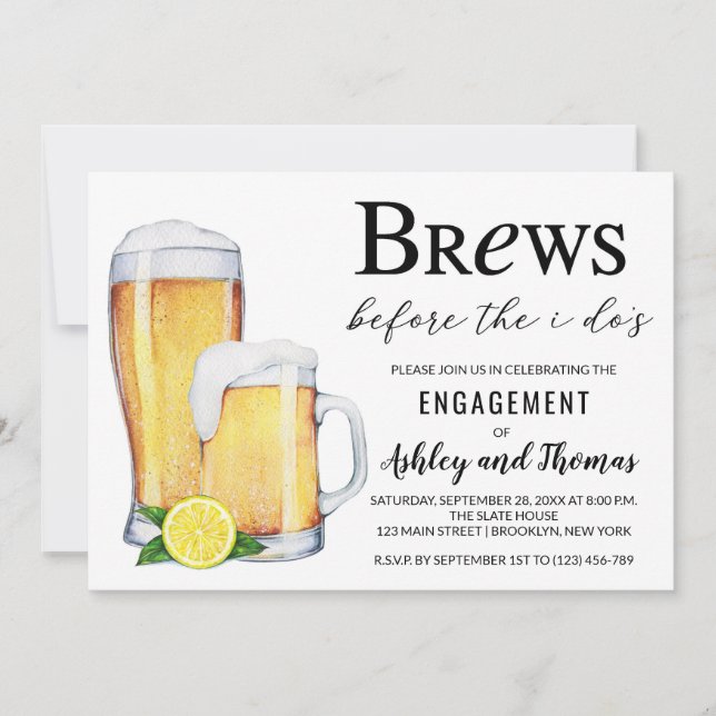Brews Before the I Do's Engagement Party Invitation (Front)