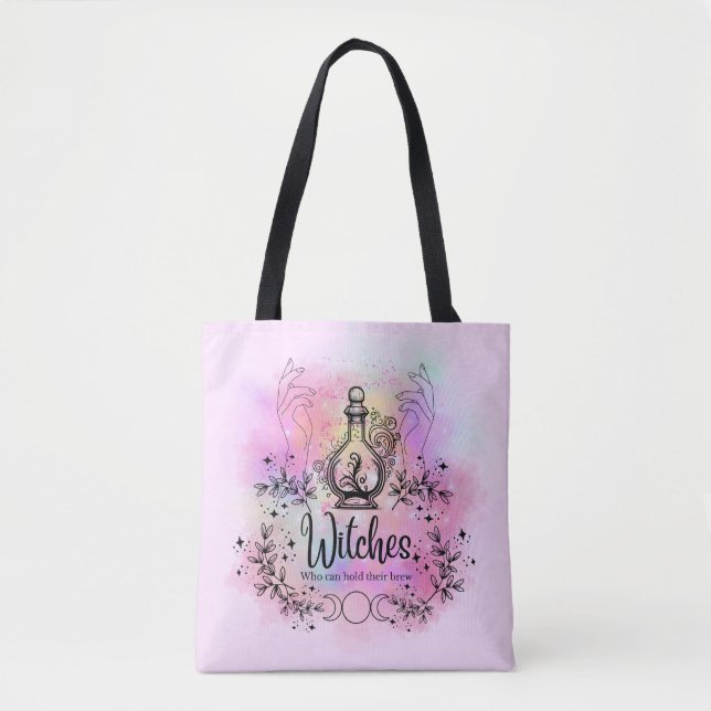Brews & Spells: Witches Who Can Drink Design Tote Bag (Front)