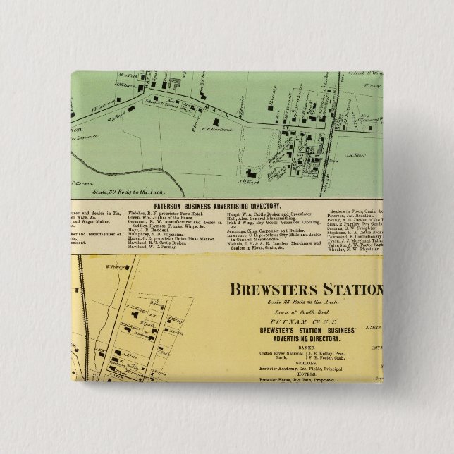 Brewsters Sta, Patterson 2 Inch Square Button (Front)