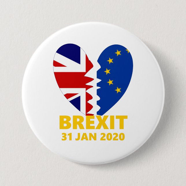 Brexit Commemorative UK - European Union Split 3 Inch Round Button (Front)