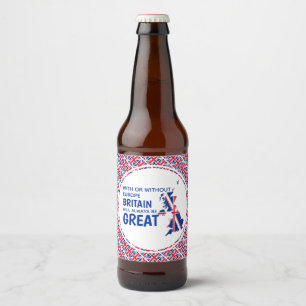 BREXIT Union Jack BRITAIN ALWAYS GREAT Beer Bottle Label