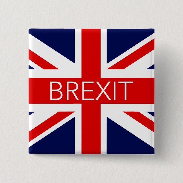 BREXIT UNION JACK - HIGH QUALITY IMAGE 2 INCH SQUARE BUTTON (Front)