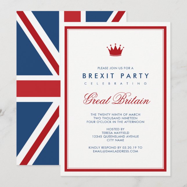 Brexit Union Jack Independence Party Invitation (Front/Back)