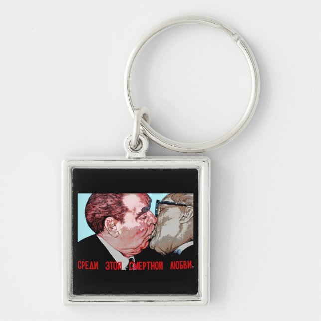 Brezhnev & Honecker Kiss,East Side Gallery, Berlin Keychain (Front)
